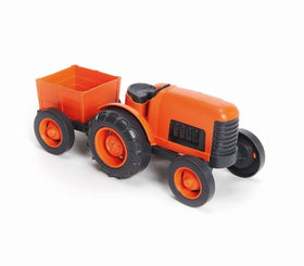Green Toys Tractor orange close-up shows no coatings and safe plastic.