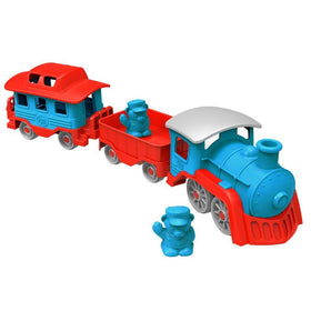 Green Toys Train Blue engine front view shows sturdy construction for tiny hands.