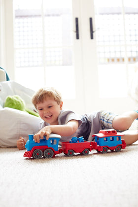 Green Toys Train Blue playtime scene invites imaginative play and storytelling.