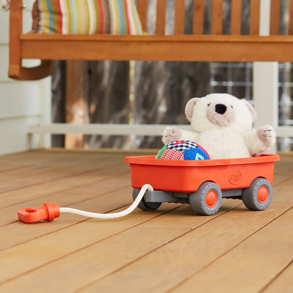 Green Toys Wagon Orange CB no BPA, phthalates, or PVC for worry-free use.