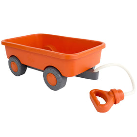 Green Toys Wagon Orange CB recycled plastic construction supports sustainable toy choices.