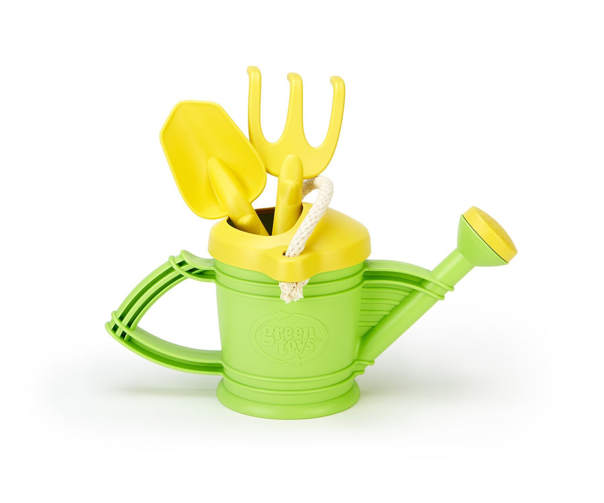 Green Toys Watering Can crafted from 100% recycled milk jugs supports sustainable play.