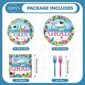 Greencian Aloha Grad flamingo design complements tropical-themed tablescapes beautifully.