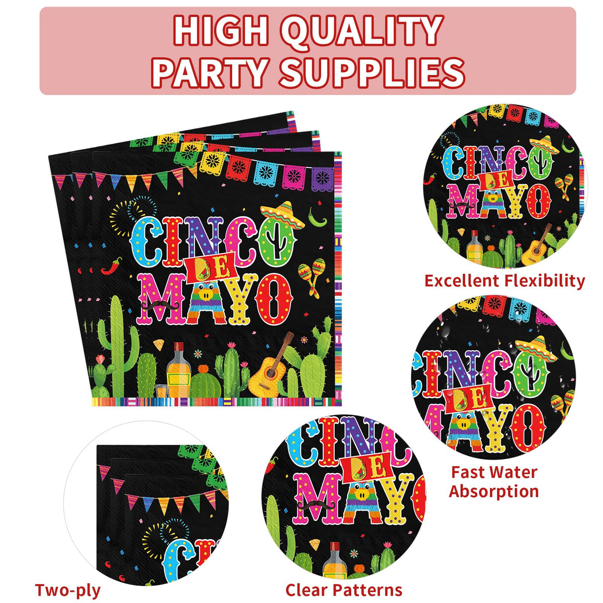 Greencian black fiesta-pattern tableware enhances authentic cantina vibe
