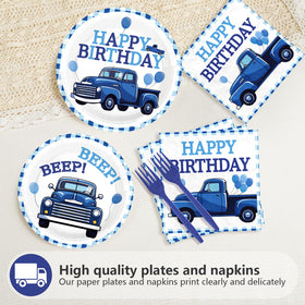 Greencian blue truck napkins 6.5in, soft and absorbent for cleanup