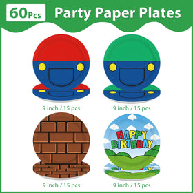 Greencian brother-theme plates 9 inch for cohesive game night celebrations