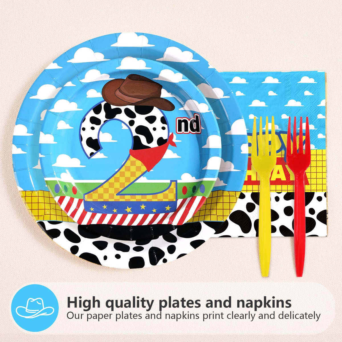 Greencian cartoon-story birthday napkins help absorb spills easily.