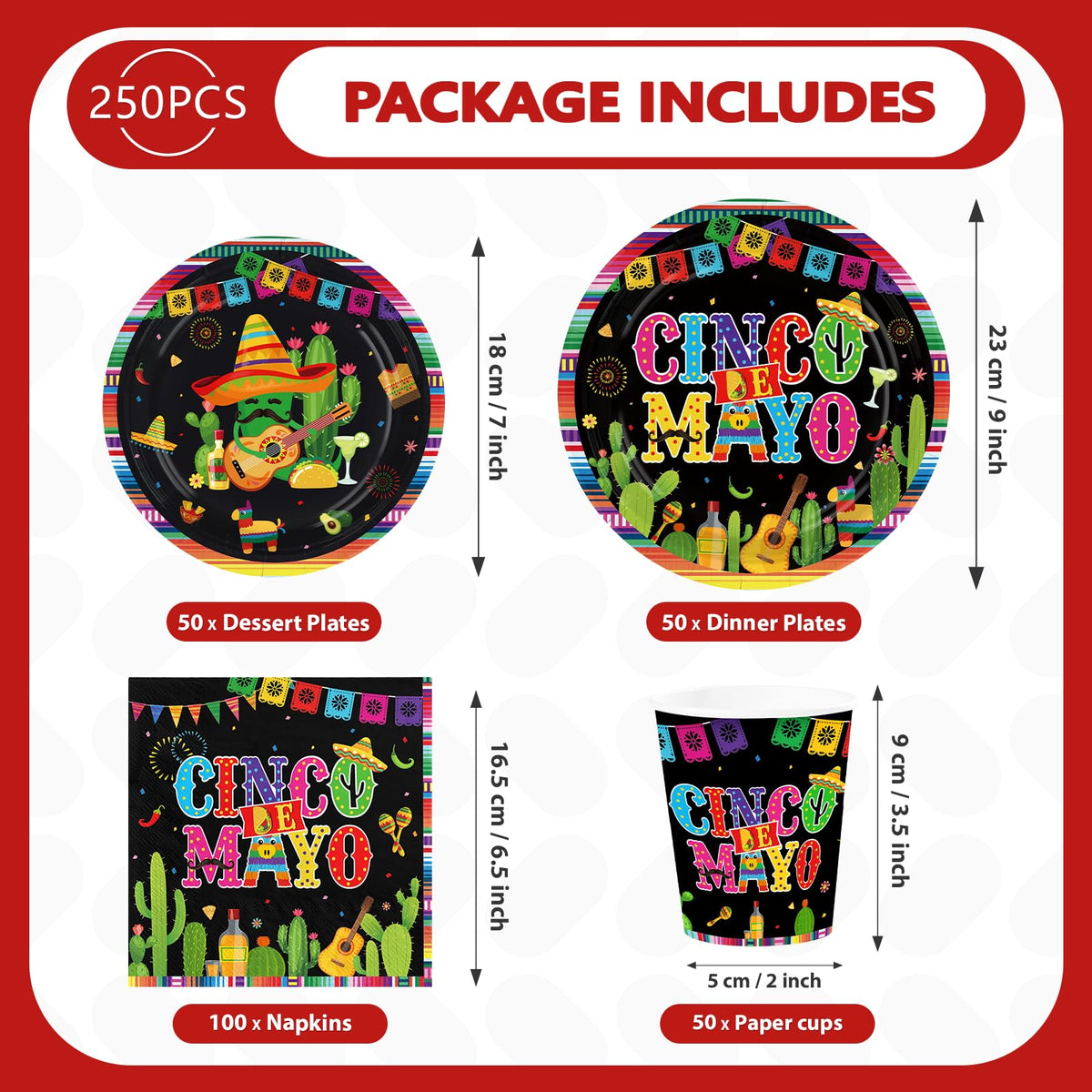 Greencian Cinco de Mayo cups 50-count sturdy for beverages