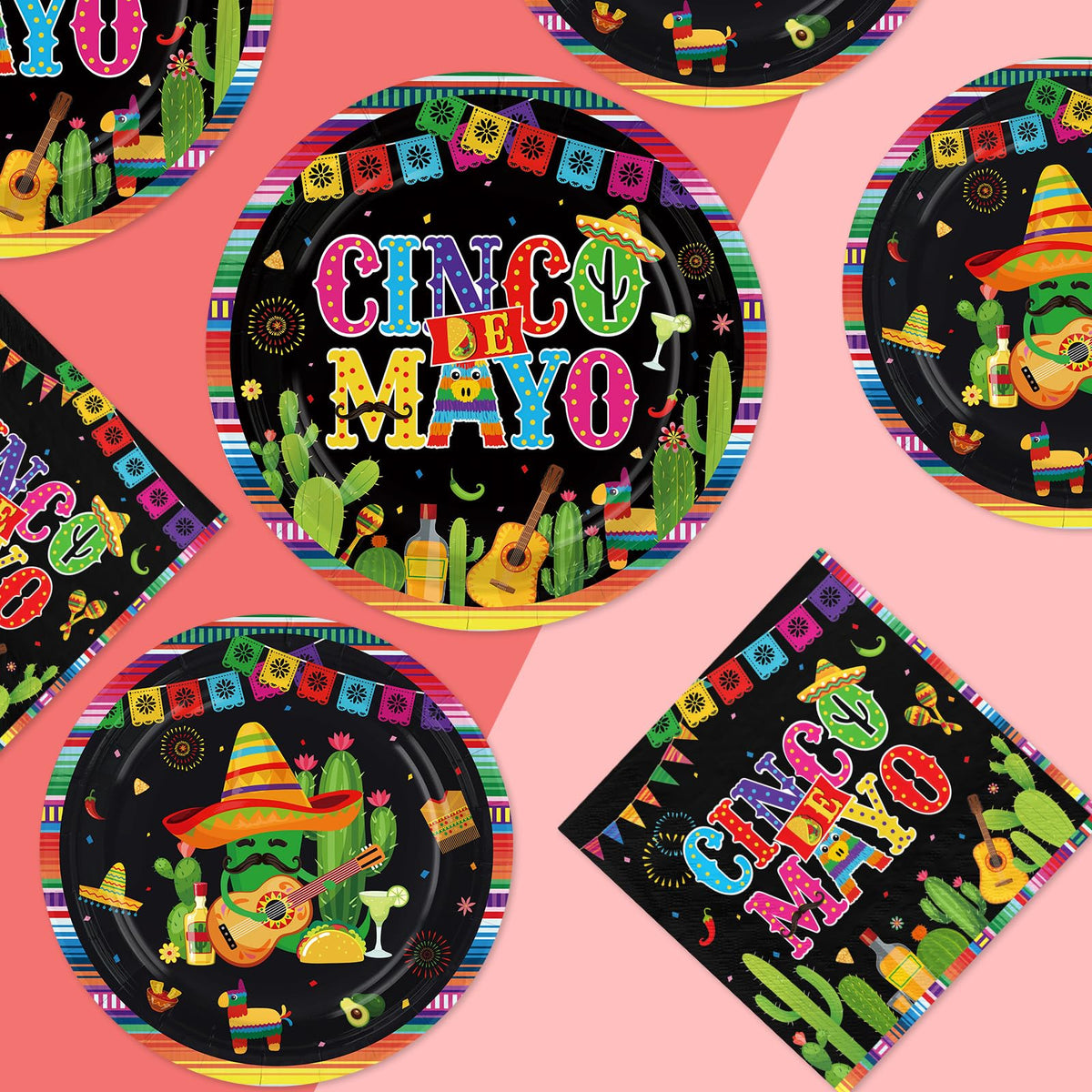 Greencian Cinco de Mayo taco plates 7in for tacos and sides