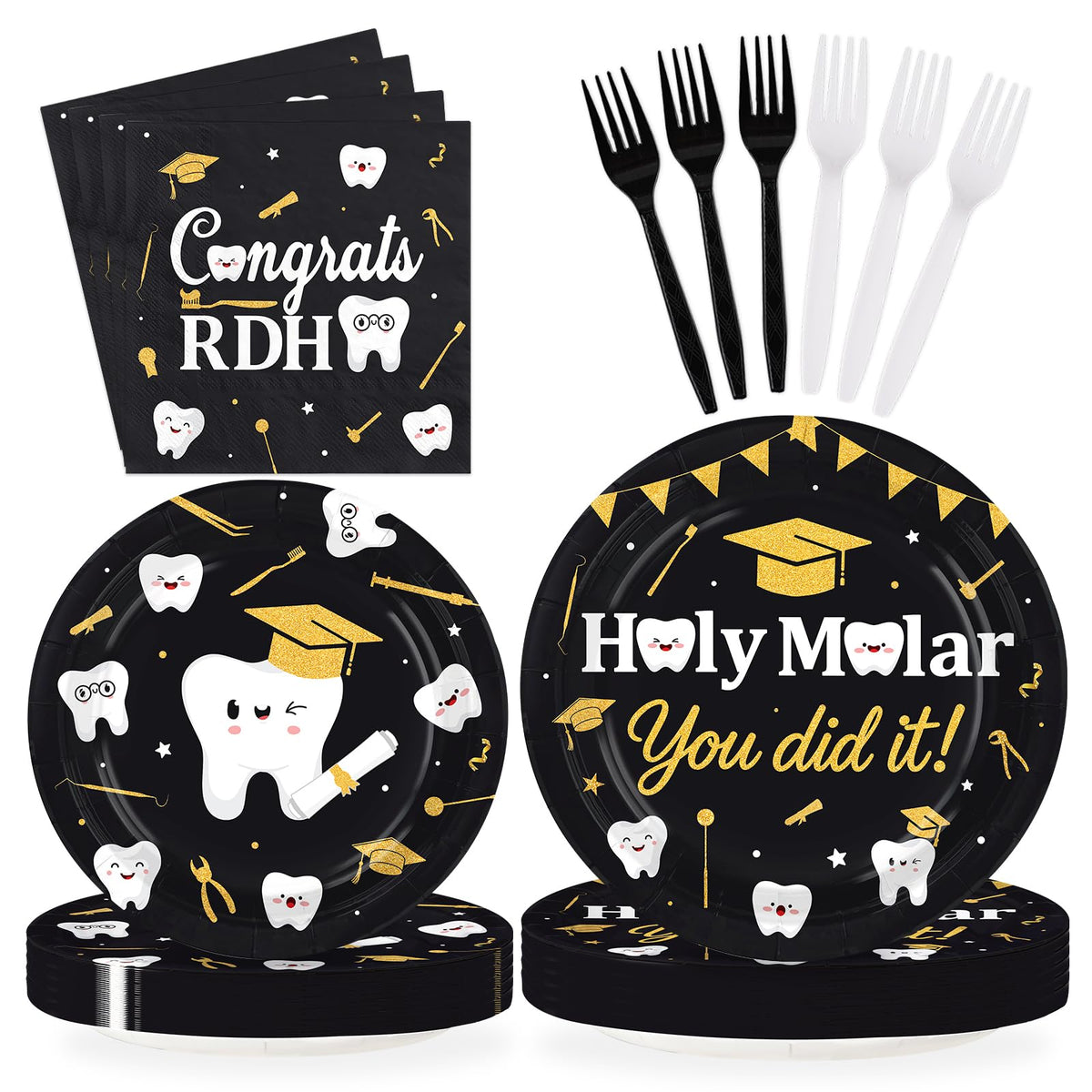 Greencian Congrats RDH 9in plates for sturdy dinner service at dental graduation