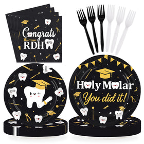 Greencian Congrats RDH 9in plates for sturdy dinner service at dental graduation