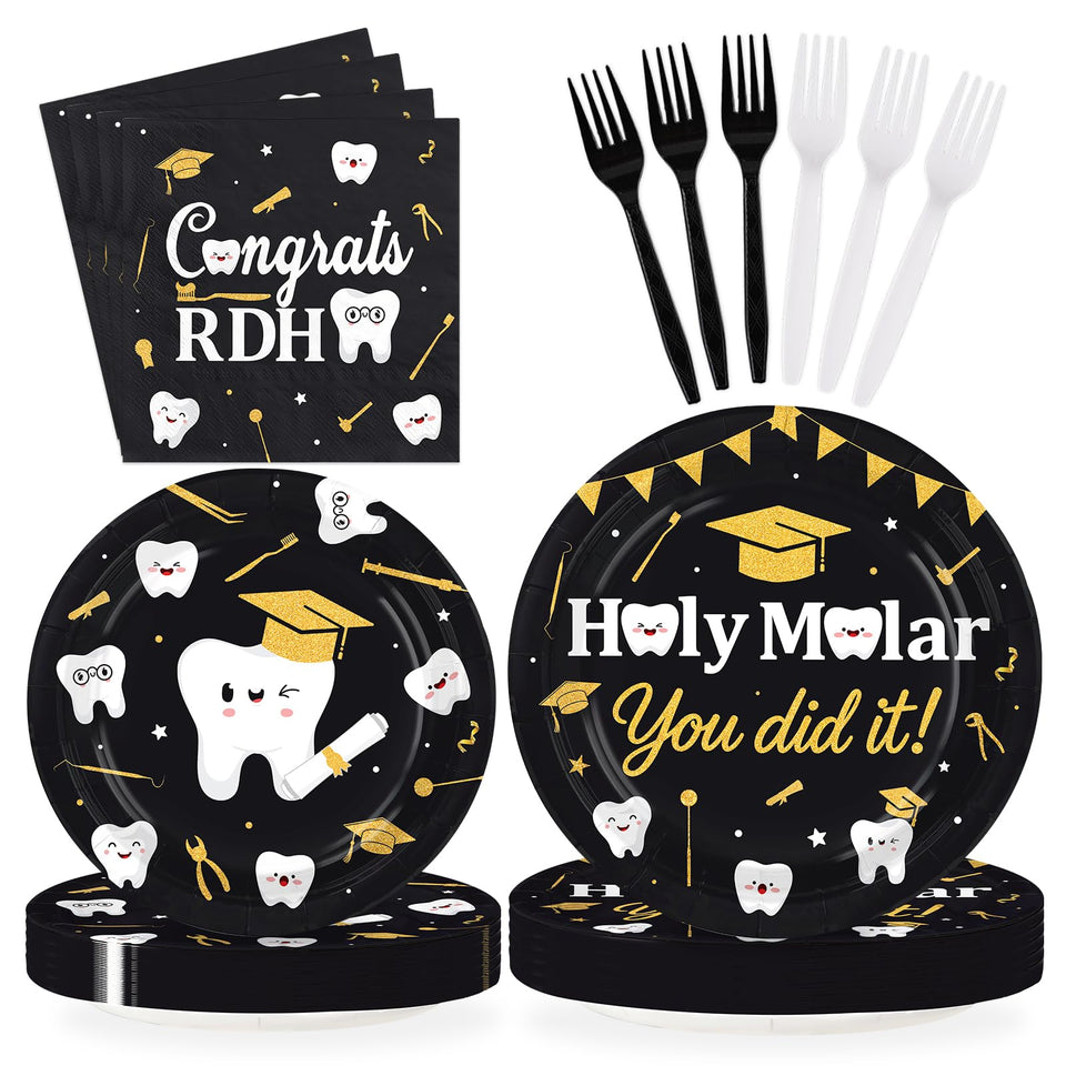 Greencian Congrats RDH 9in plates for sturdy dinner service at dental graduation