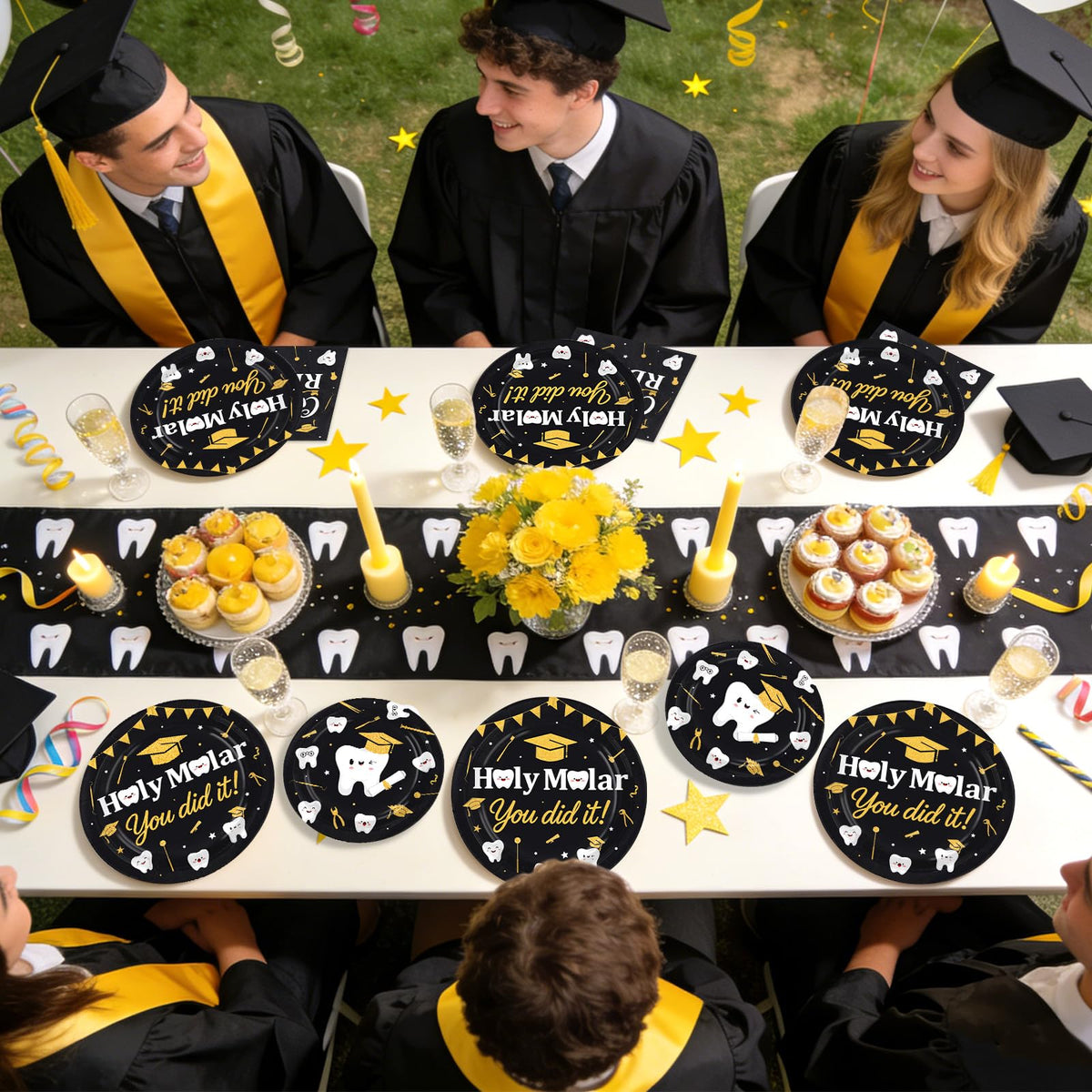 Greencian Congrats RDH set serves 24 guests for a complete graduation celebration