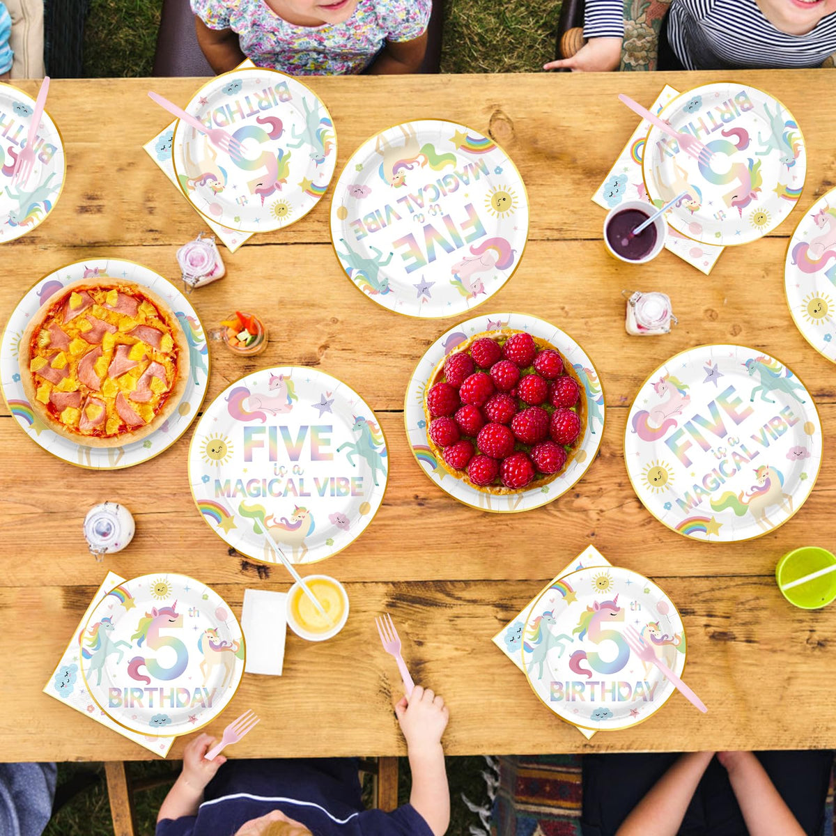 Plate featuring Five is a Magical Vibe typography for a festive touch