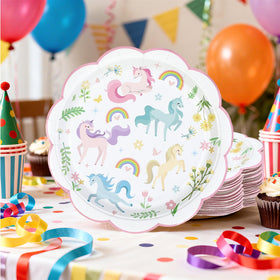 Greencian girls' birthday plates pair with pastel decor beautifully.
