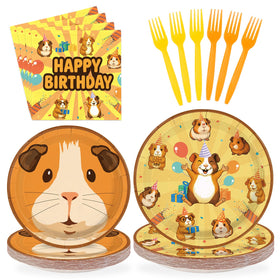 Greencian guinea pig birthday plates 9-inch, vibrant print for kids' party meals