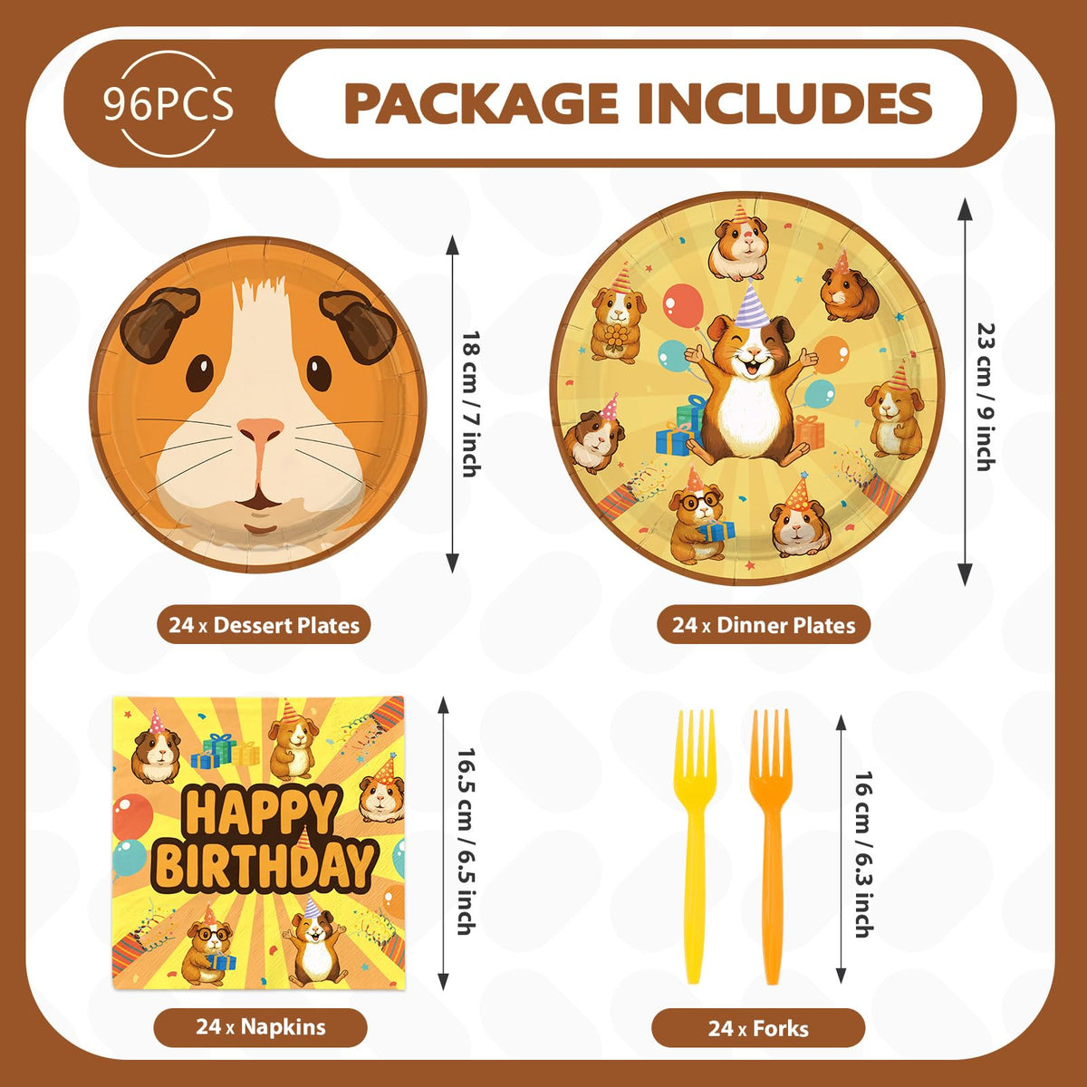 Greencian guinea pig party spread on table, cheerful decor