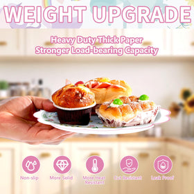 Greencian heavy-duty 9-inch plates stay firm when holding treats.