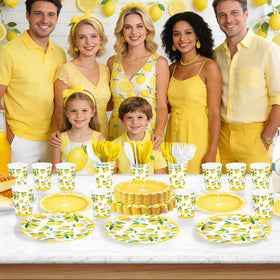 Greencian lemon cutlery set durable and disposable for busy parties