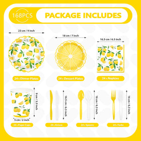Greencian lemon 7-inch dessert plates with sunny design for dessert tables