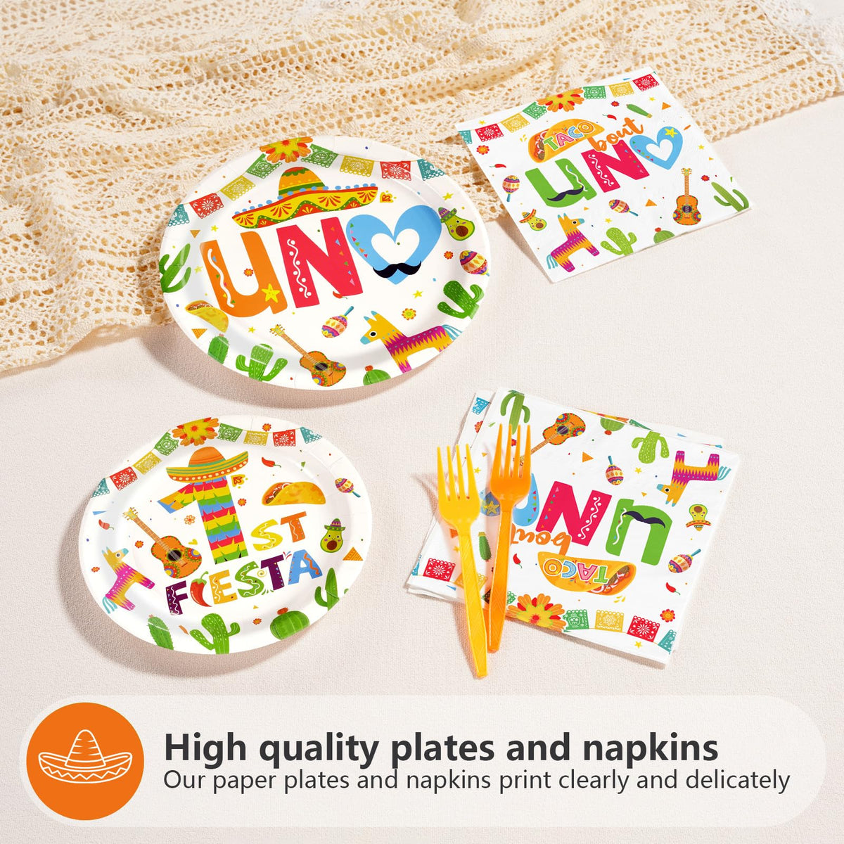 Greencian Mexican Fiesta 6.5in napkins absorbent and vibrant for cleanup