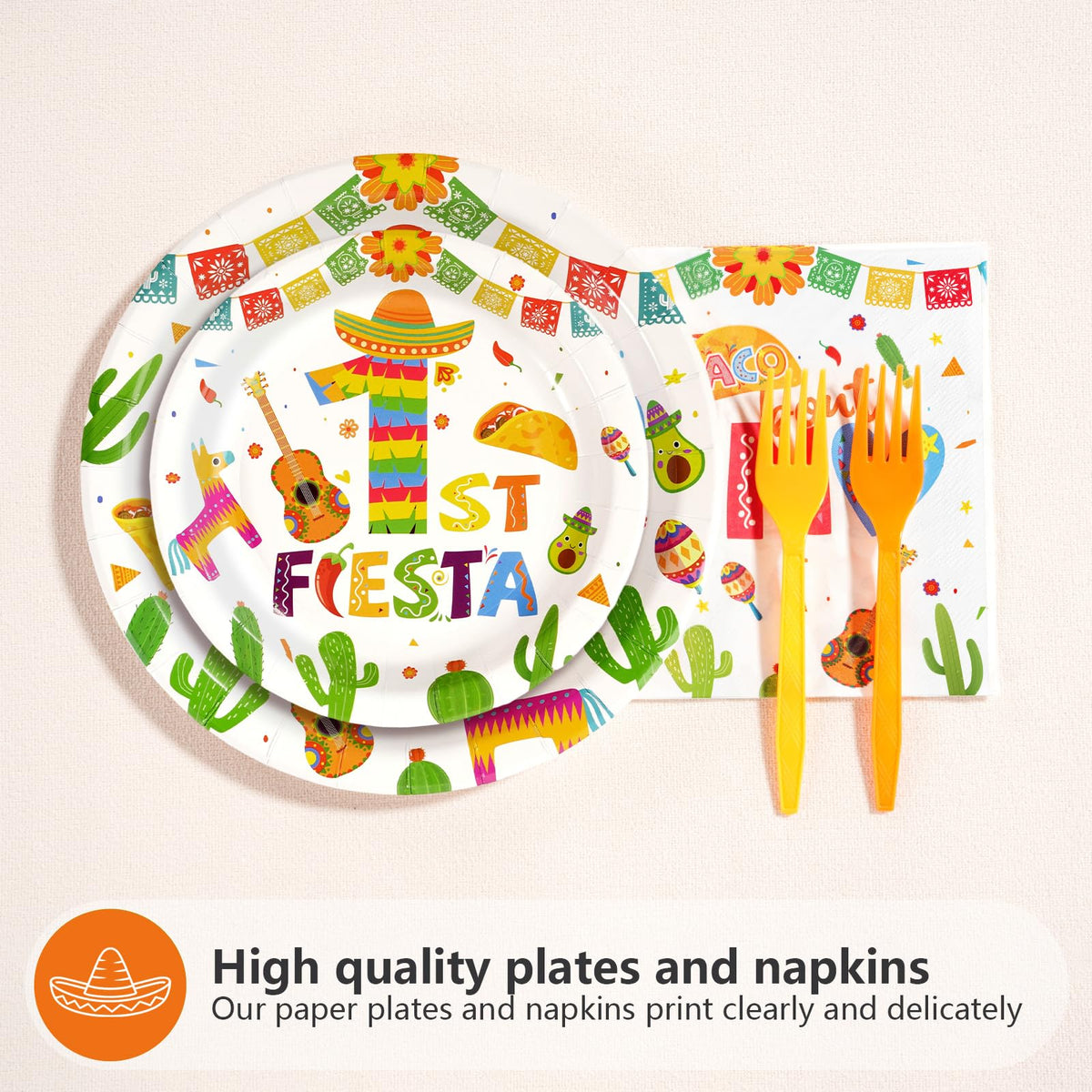 Greencian Mexican Fiesta 7in plates ready for kids portions and snacks