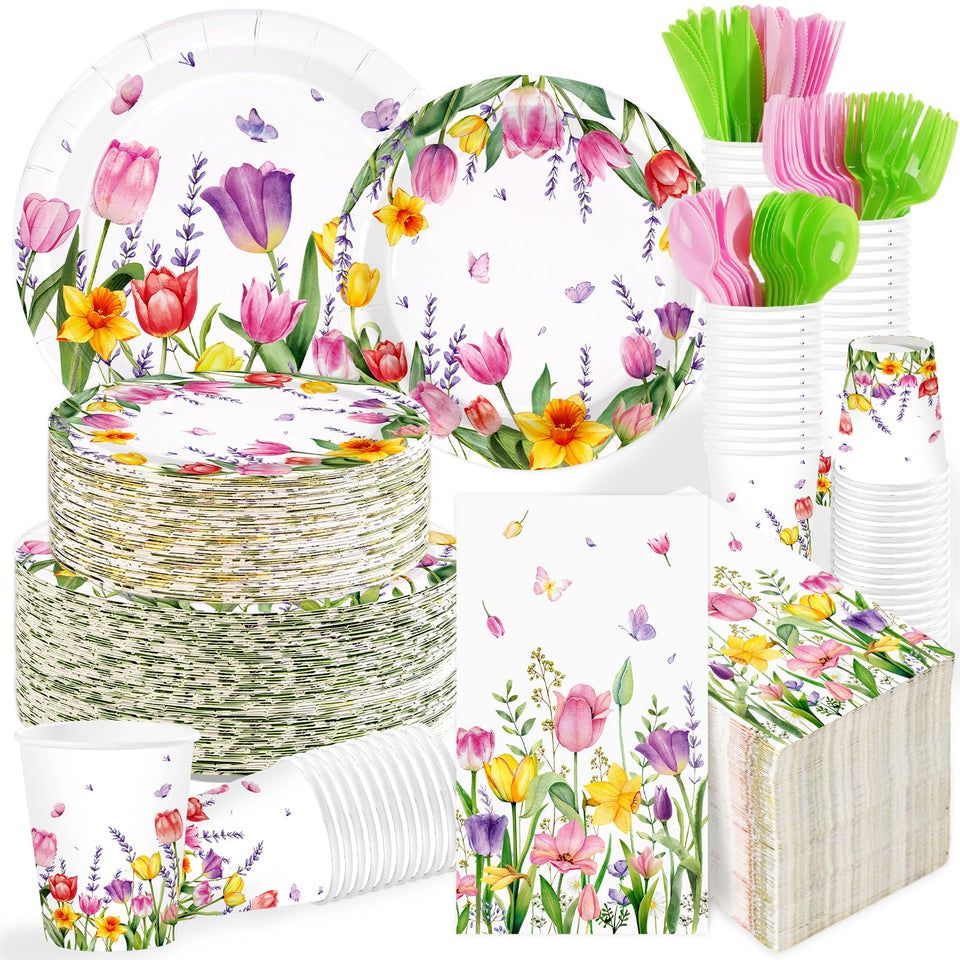 Greencian Mother's Day tulip packaging, ready-to-use party set for quick setup.