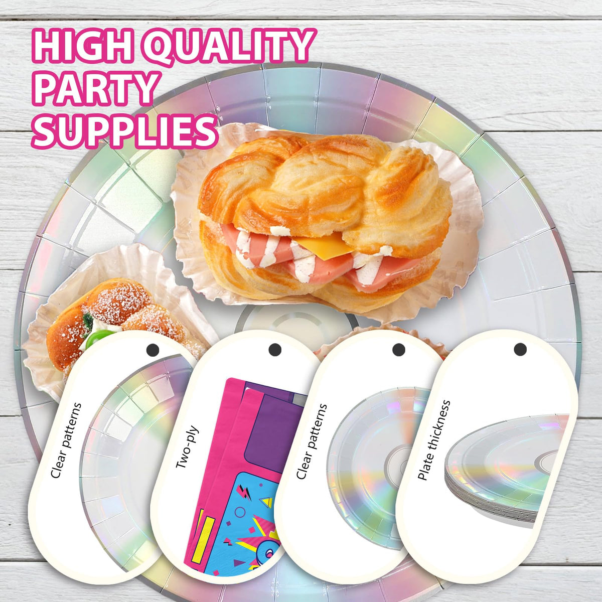 Greencian retro 90s tableware creates cohesive disco vibes across the table.