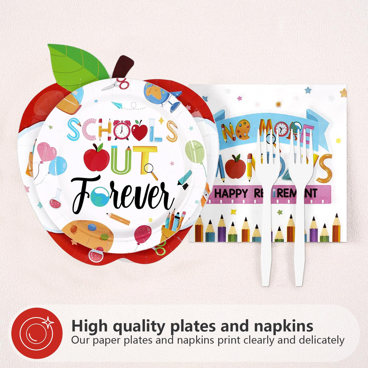 Greencian colorful pen napkins for bright retirement party styling