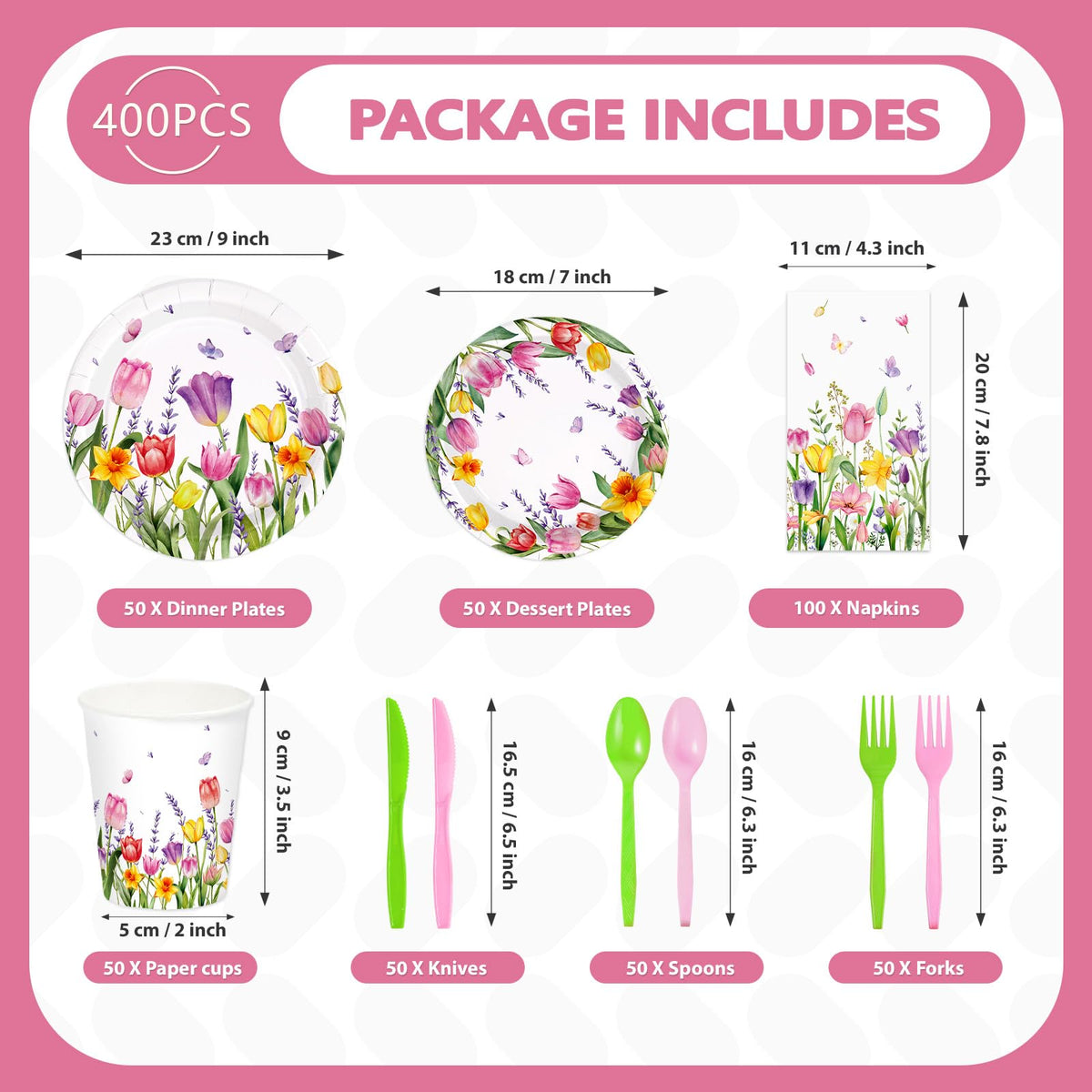 Greencian tulip dinner plates 9-inch, ideal for stylish spring dinners.