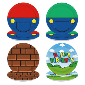 Greencian video game birthday plates 9 inch for festive tables and quick cleanup