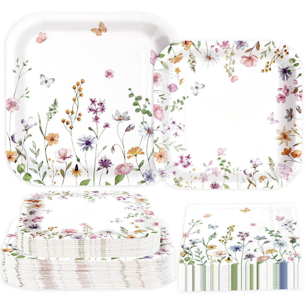 Greencian wildflower plates 9-inch for spring celebrations.