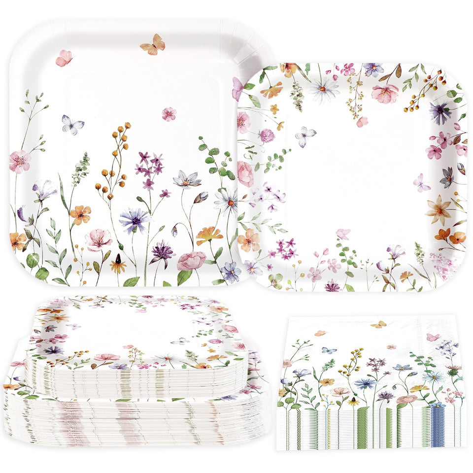 Greencian wildflower plates 9-inch for spring celebrations.