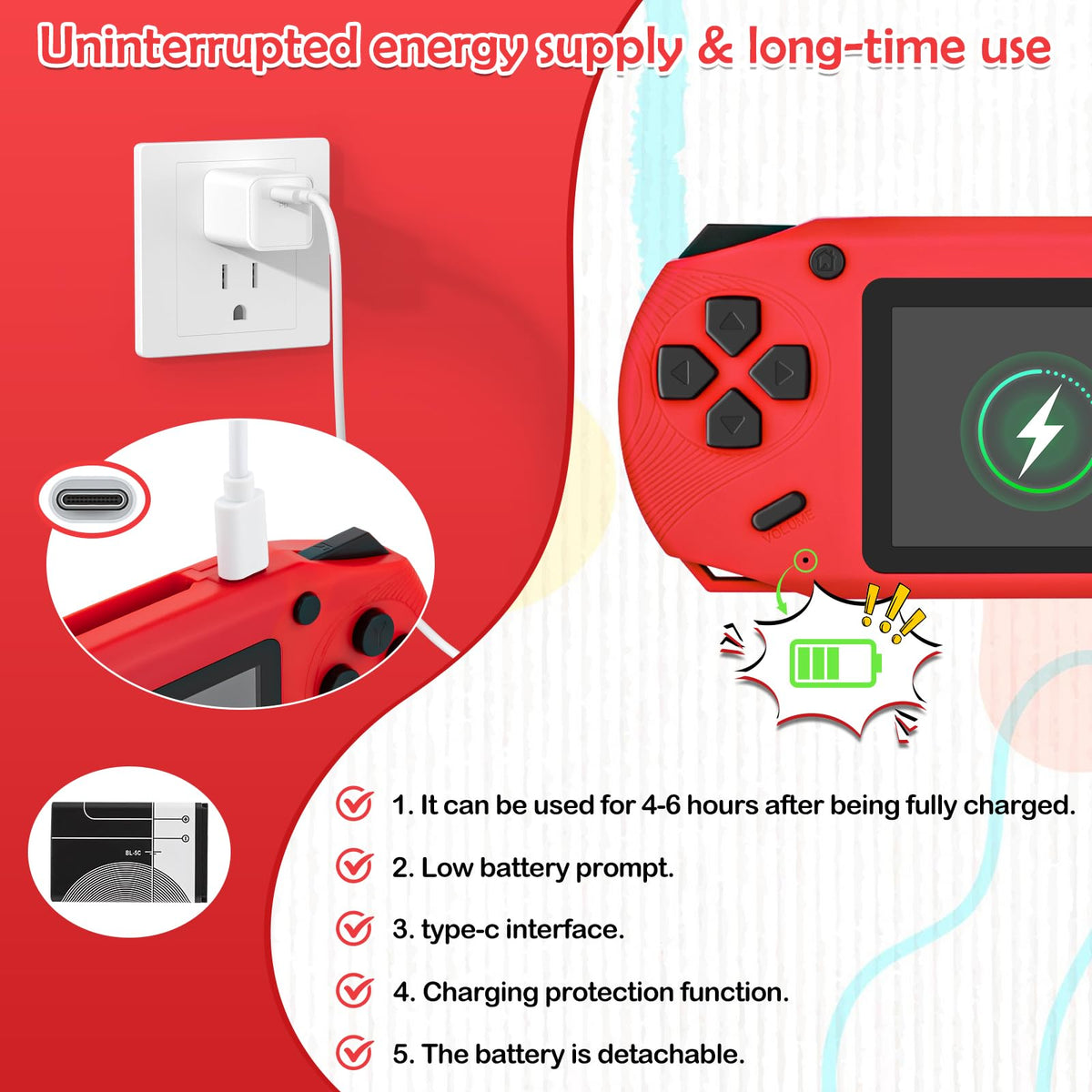 GREENCREEK 16 Bit Handheld 3-inch screen delivers vivid visuals for kids