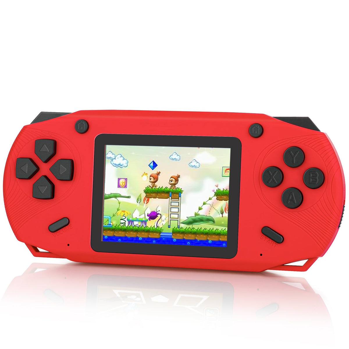 GREENCREEK 16 Bit Handheld front view in red, ideal for kid-friendly play on the go