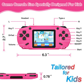 GREENCREEK 16-bit handheld back with cartridges demonstrates dual-game setup for variety.