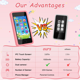 GREENCREEK Kids Phone learning apps cover fruits, vegetables, and more.