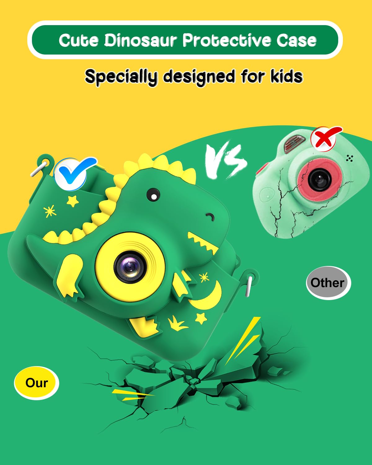 GREENKINDER Kids Camera 32GB memory card provides ample space for photos and videos