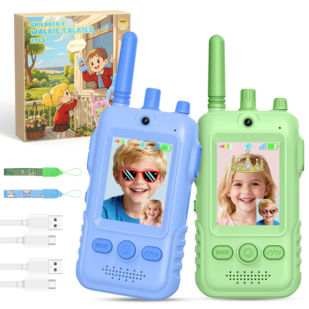 GREENKINDER Walkie video kids blue front view for sturdy outdoor play