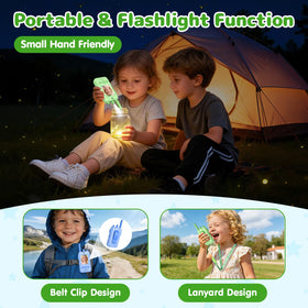 GREENKINDER Walkie video kids green range view demonstrates long-range outdoor communication