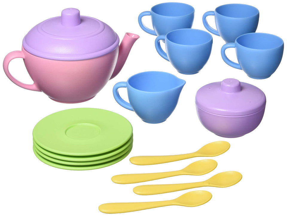 Green Toys Tea Set pink pot for imaginative play and easy cleanup.