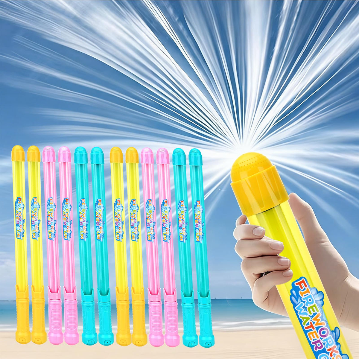 GREHELP 12-pack fireworks water gun for backyard battles and poolside fun.