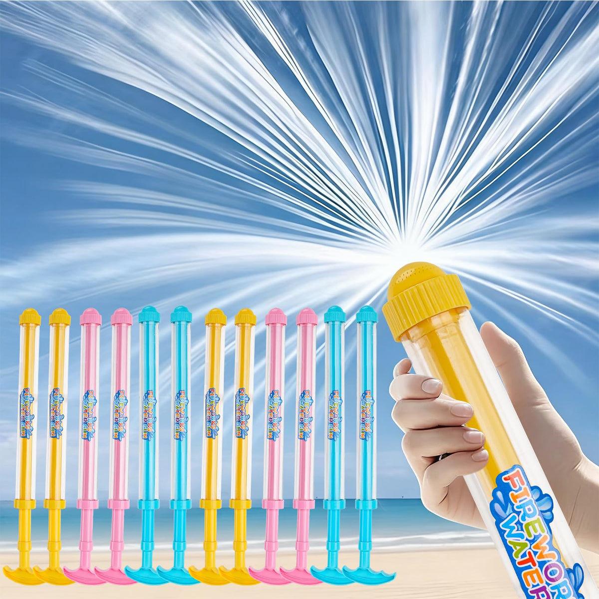 GREHELP Fireworks Water Gun in blue, ideal for pool play and backyard battles.