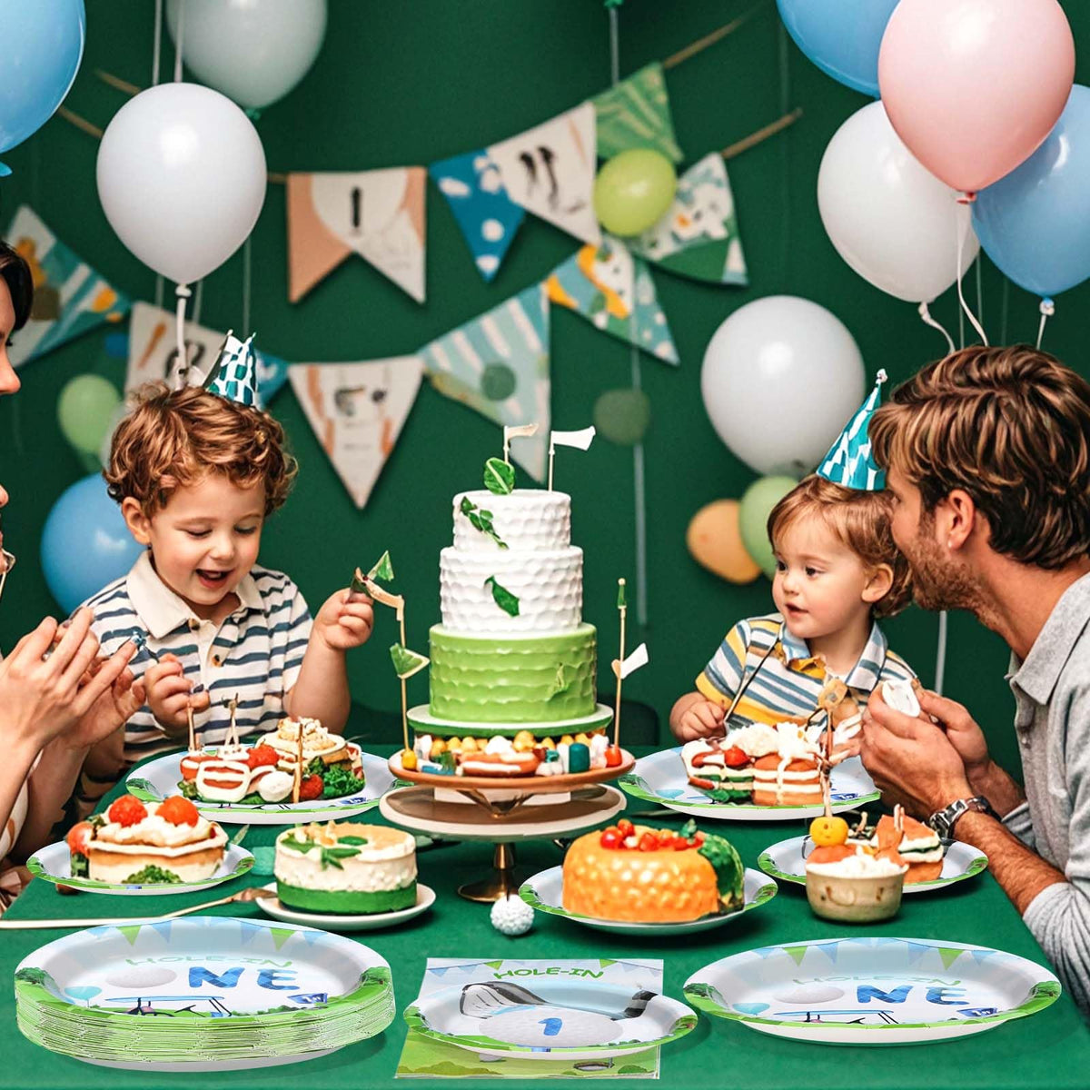 Grencian 1st birthday golf party serves 24 plates and more.