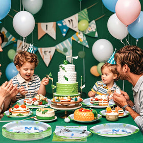 Grencian 1st birthday golf party serves 24 plates and more.