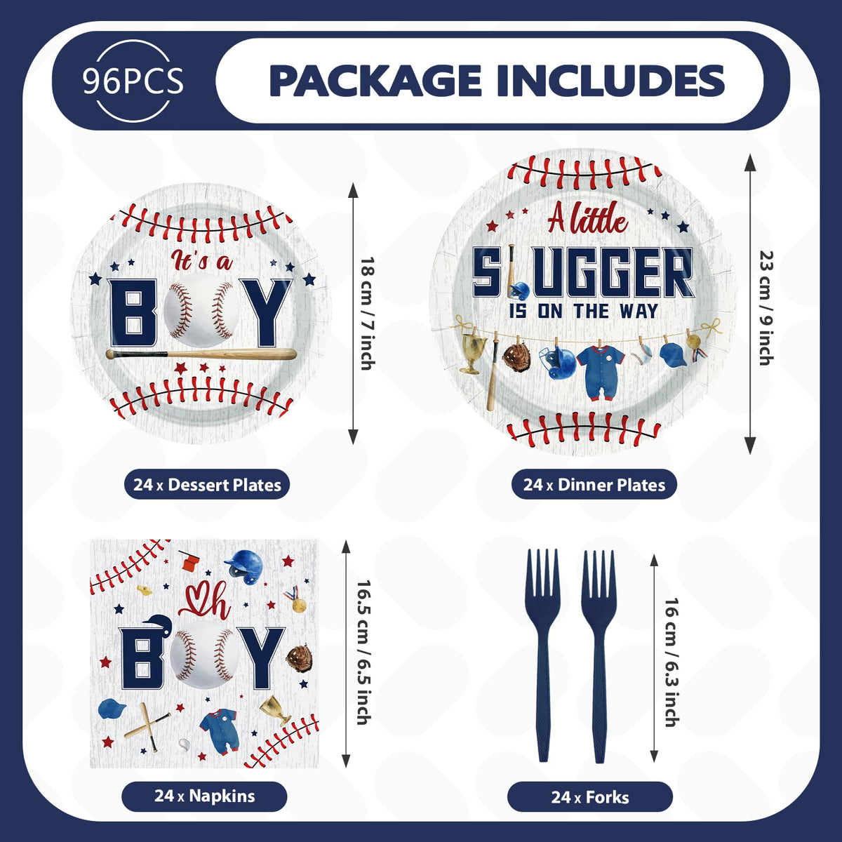 Grencian 7-inch plates with It's a Boy jersey and glove design