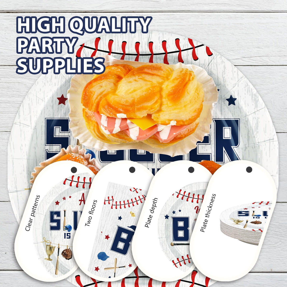 Grencian baseball theme table setting in blue hues
