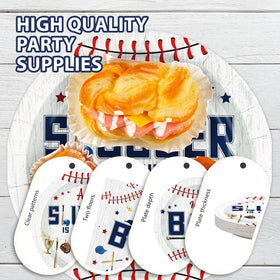 Grencian baseball theme table setting in blue hues