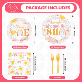 Grencian boho sun design; vibrant accents brighten baby showers and birthdays.