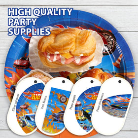 Grencian colorful race car graphics emphasize speed and excitement at kids' parties